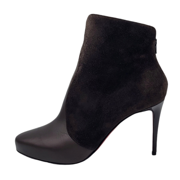 Christian Louboutin Gaetanina Suede & Leather Paneled Ankle Boots Brown 37 - Picture 5 of 16